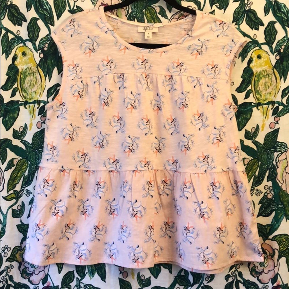 NWT Style & Co Floral Tiered Peplum Floral Shirt